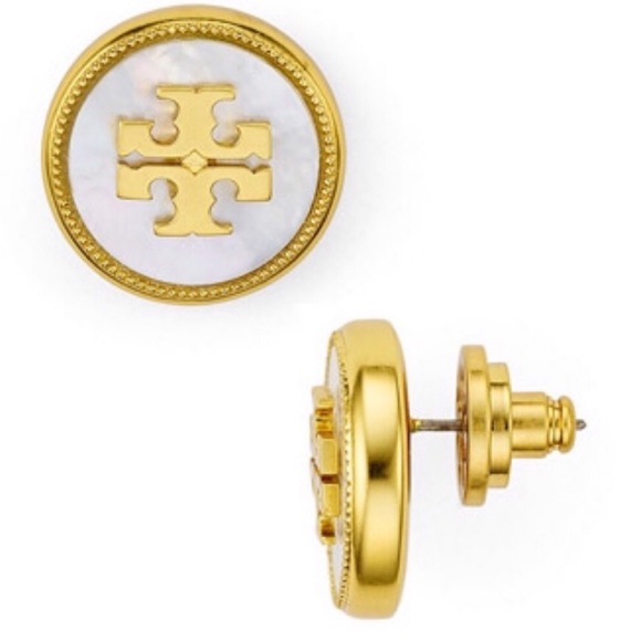 Tory Burch • White Semiprecious Stone Logo Earrings - Picture 4 of 7